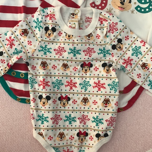 Disney long sleeve Mickey Christmas Bodysuits Bundle - Picture 2 of 4